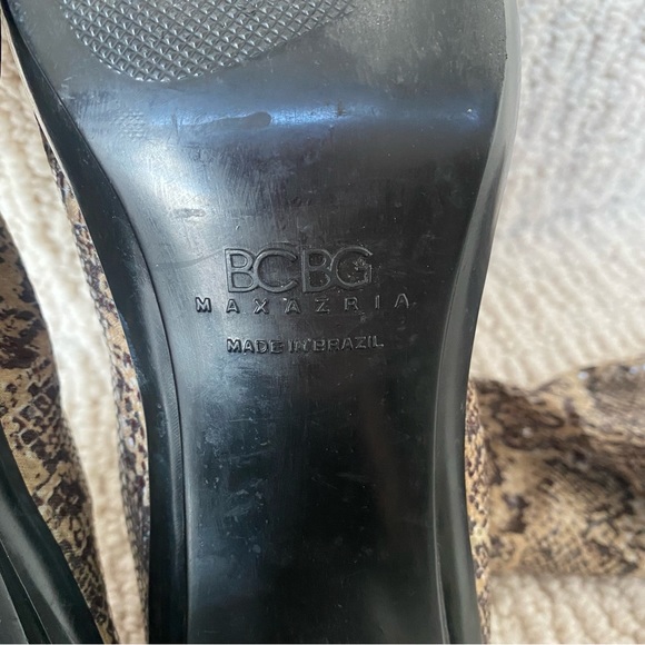 Vintage BCBG MAXAZRIA Knee Boots | Stretch Iridescent Snakeskin Fabric 8.5 - Picture 14 of 15
